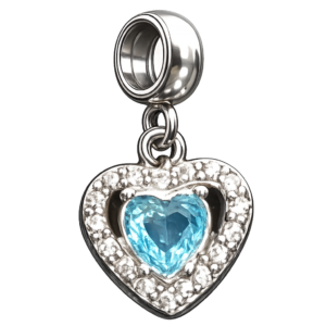 Berloque Coração Pedra Azul